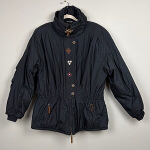 VTG Women's Obermeyer Black Embroidered Ski Jacket SZ 14